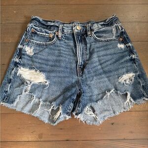 American Eagle Outfitters Blue Distressed Jean Shorts